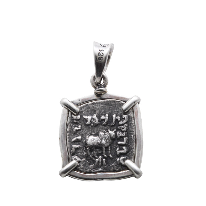Elephant/Zebu, Sterling Silver Pendant, Apollodotus I, Baktria Drachma Coin, 8157