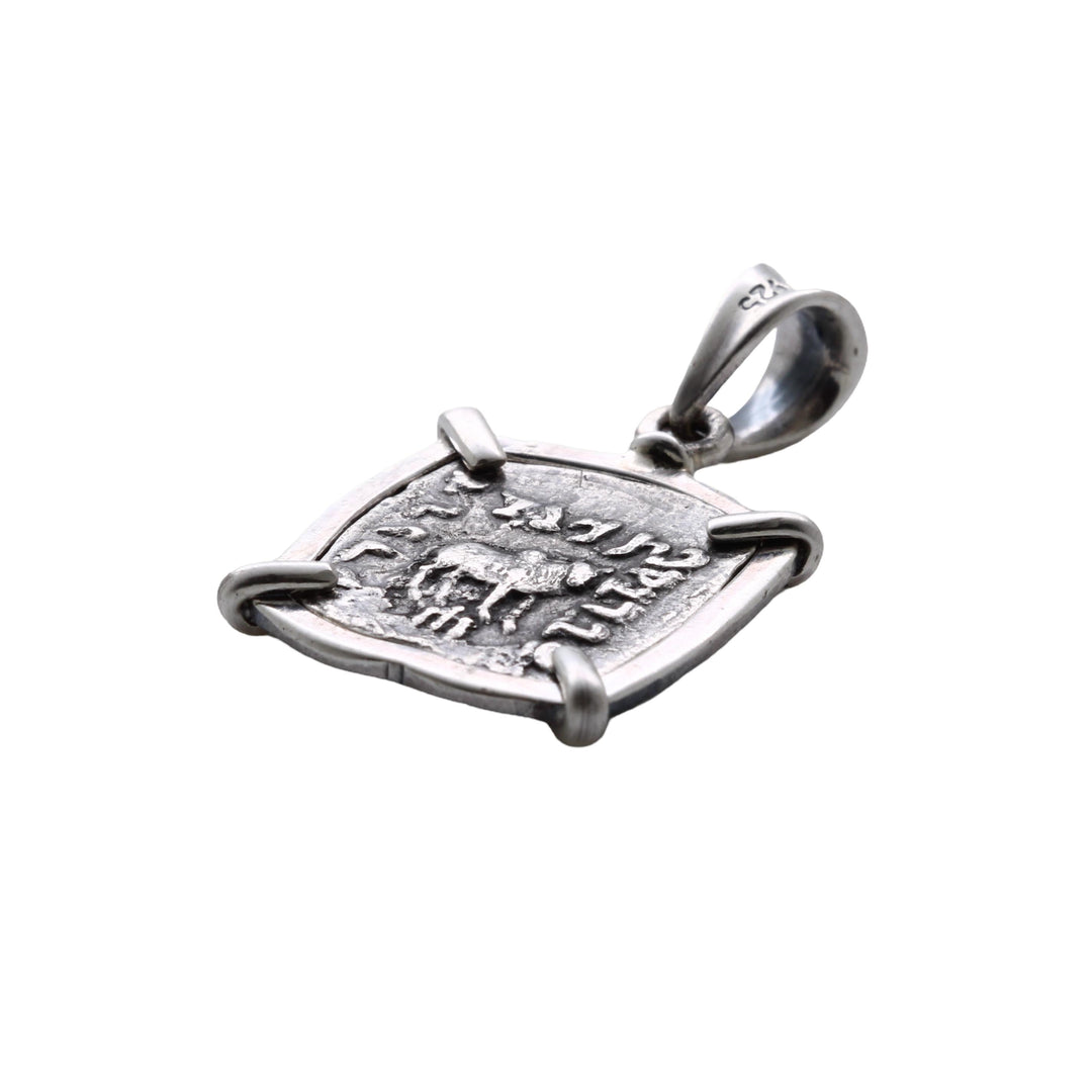 Elephant/Zebu, Sterling Silver Pendant, Apollodotus I, Baktria Drachma Coin, 8157