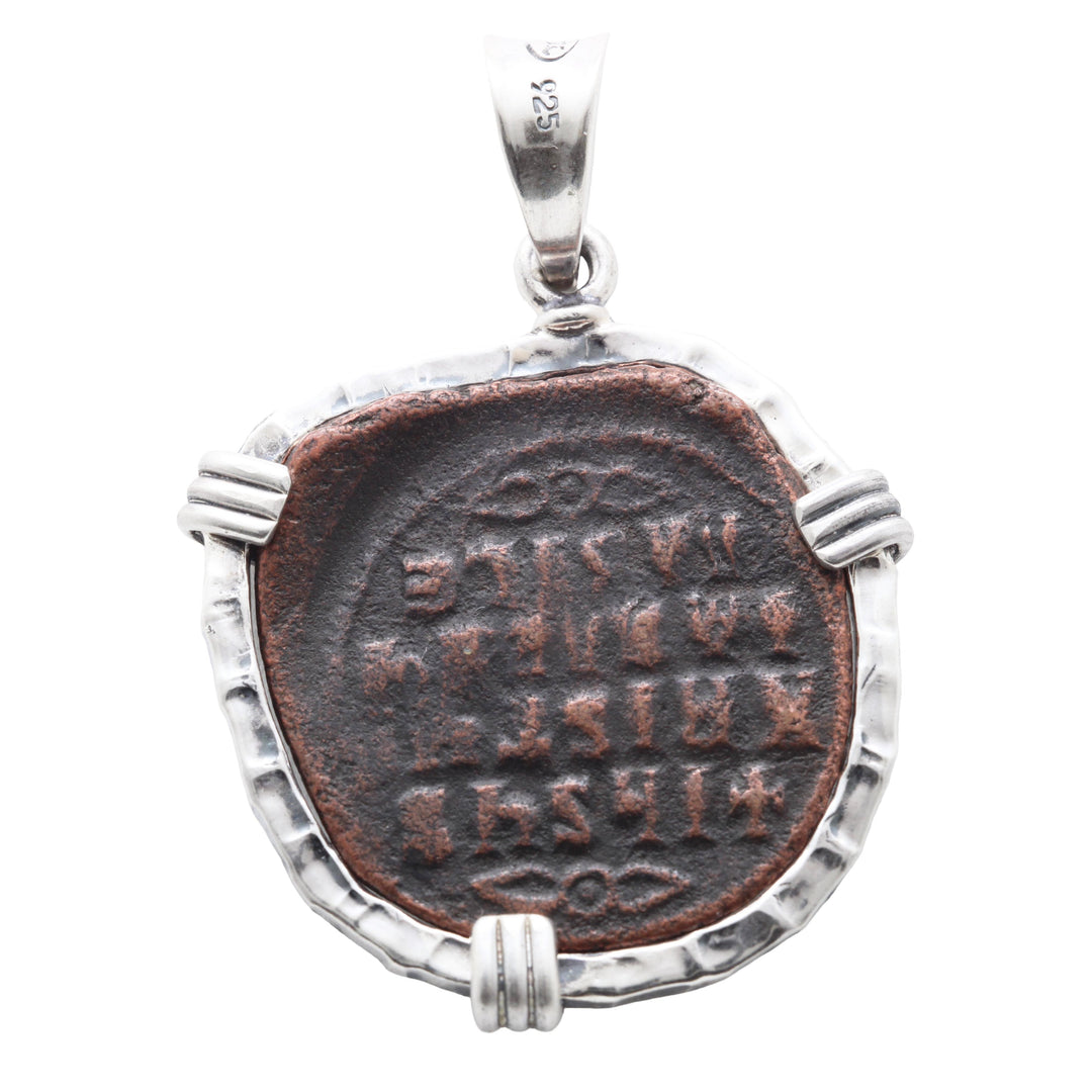 Anonymous Folles Byzantine Coin, Sterling Silver Pendant, 8158