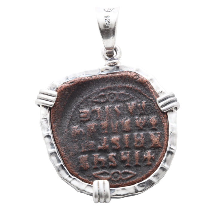 Anonymous Folles Byzantine Coin, Sterling Silver Pendant, 8158