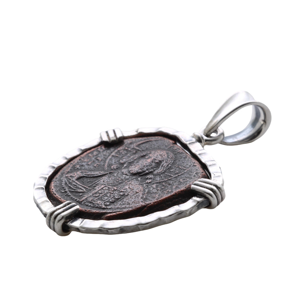 Anonymous Folles Byzantine Coin, Sterling Silver Pendant, 8158
