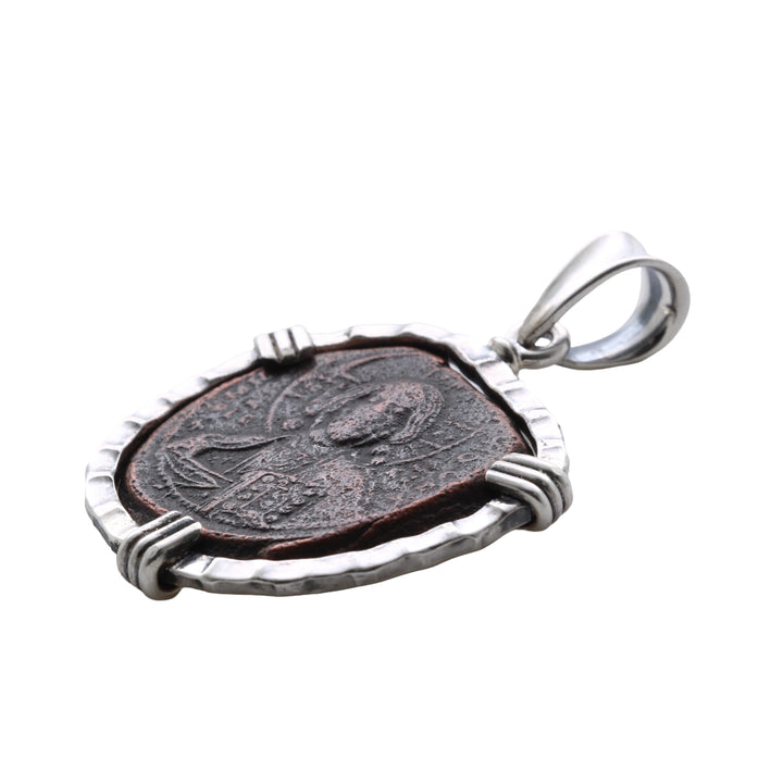 Anonymous Folles Byzantine Coin, Sterling Silver Pendant, 8158