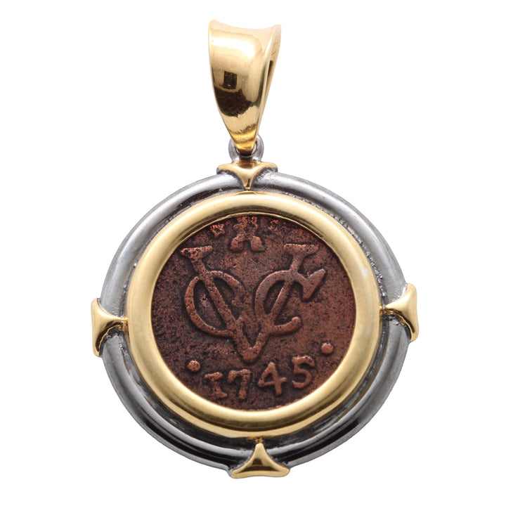 Sterling Silver/Gold Plated Pendant, Dutch VOC Coin, "First New York Penny", 8159