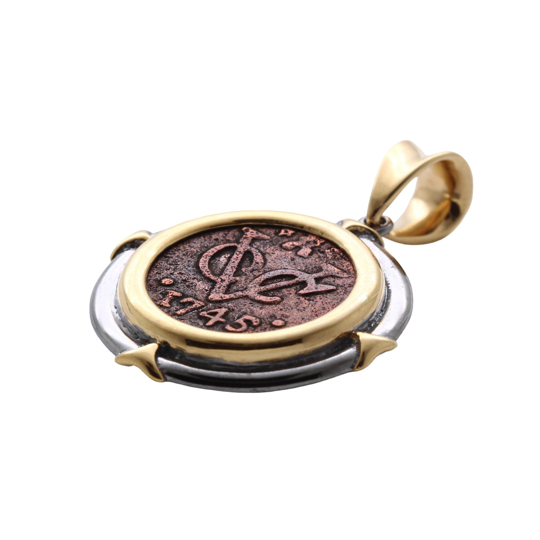 Sterling Silver/Gold Plated Pendant, Dutch VOC Coin, "First New York Penny", 8159