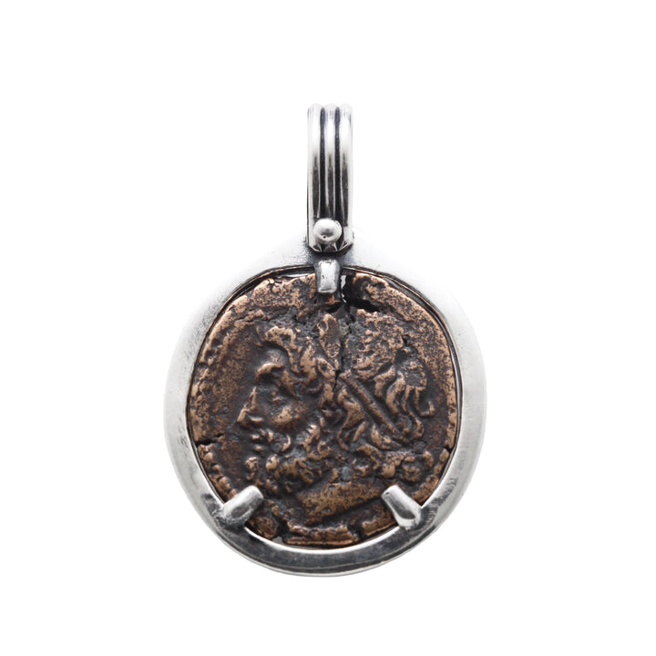 Trident/Poseidon, Silver Pendant, Hieron II Bronze Coin, 8160