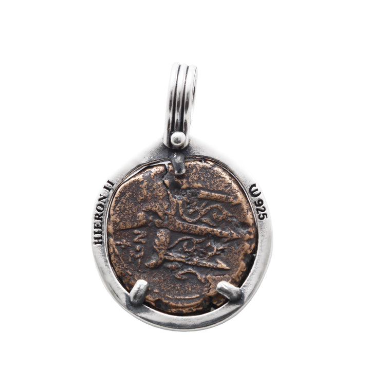 Trident/Poseidon, Silver Pendant, Hieron II Bronze Coin, 8160