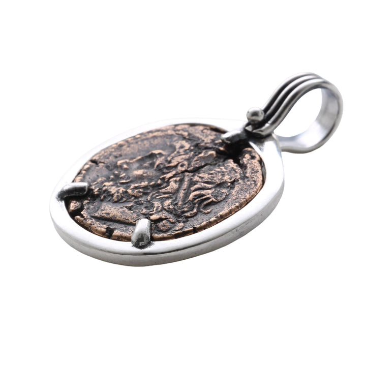 Trident/Poseidon, Silver Pendant, Hieron II Bronze Coin, 8160