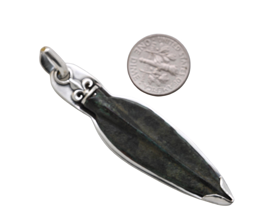 Sterling Silver Pendant, Bronze Arrowhead, Luristan, 8164