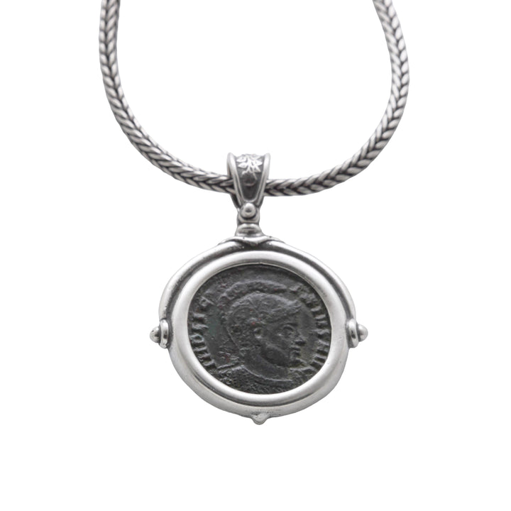 Sterling Silver Pendant with Chain, Constantine I, Roman Coin, 8168