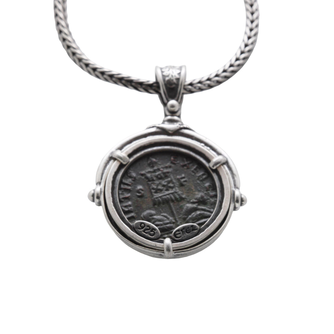 Sterling Silver Pendant with Chain, Constantine I, Roman Coin, 8168