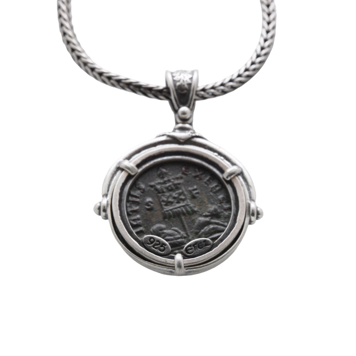 Sterling Silver Pendant with Chain, Constantine I, Roman Coin, 8168