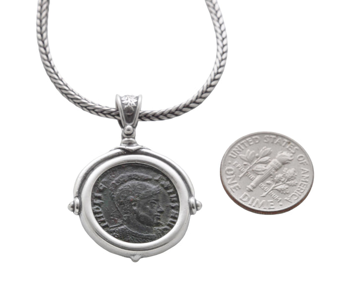 Sterling Silver Pendant with Chain, Constantine I, Roman Coin, 8168