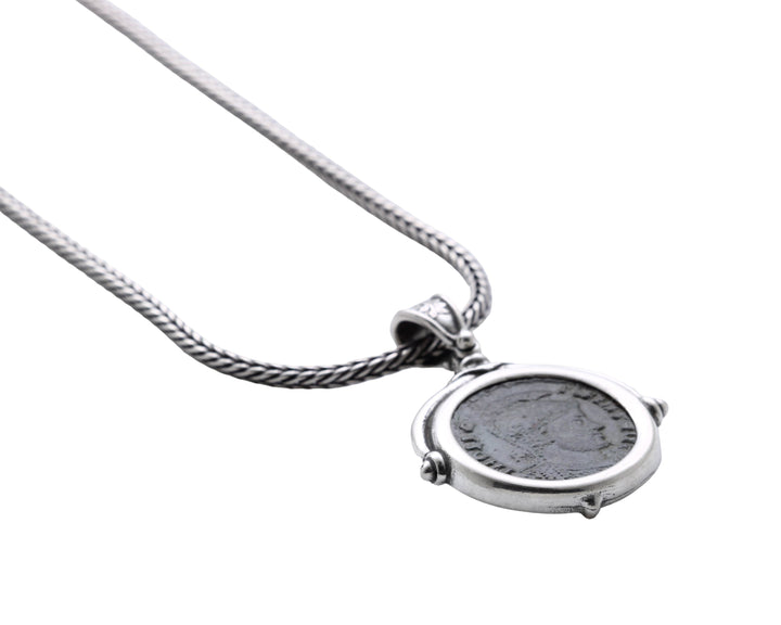 Sterling Silver Pendant with Chain, Constantine I, Roman Coin, 8168