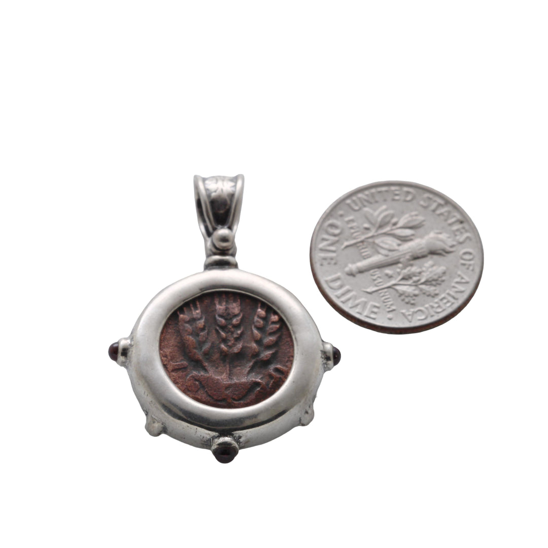 Agrippa Prutah, Sterling Silver Pendant, Garnets, 8172