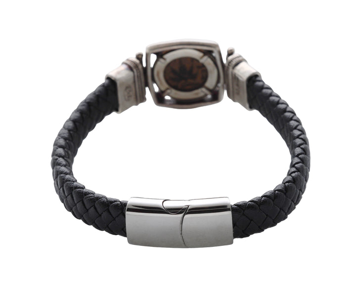 Sterling Silver/Braided Leather Bracelet, Jewish First Revolt Prutah Coin 8173