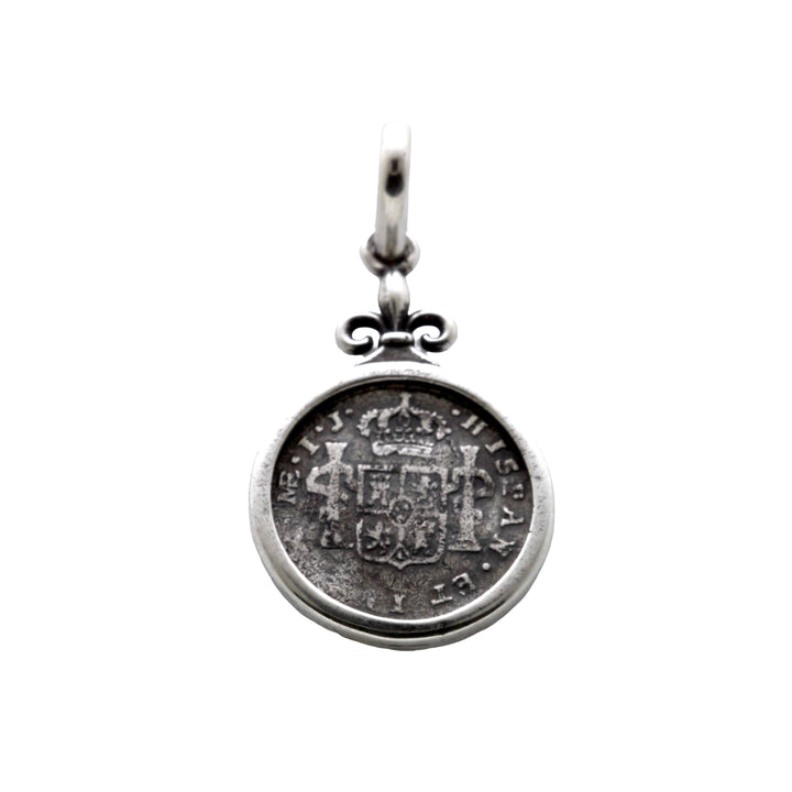 Spanish Colonial 1/2 Real, Sterling Silver Pendant, 8174