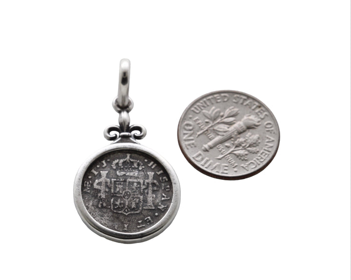 Spanish Colonial 1/2 Real, Sterling Silver Pendant, 8174