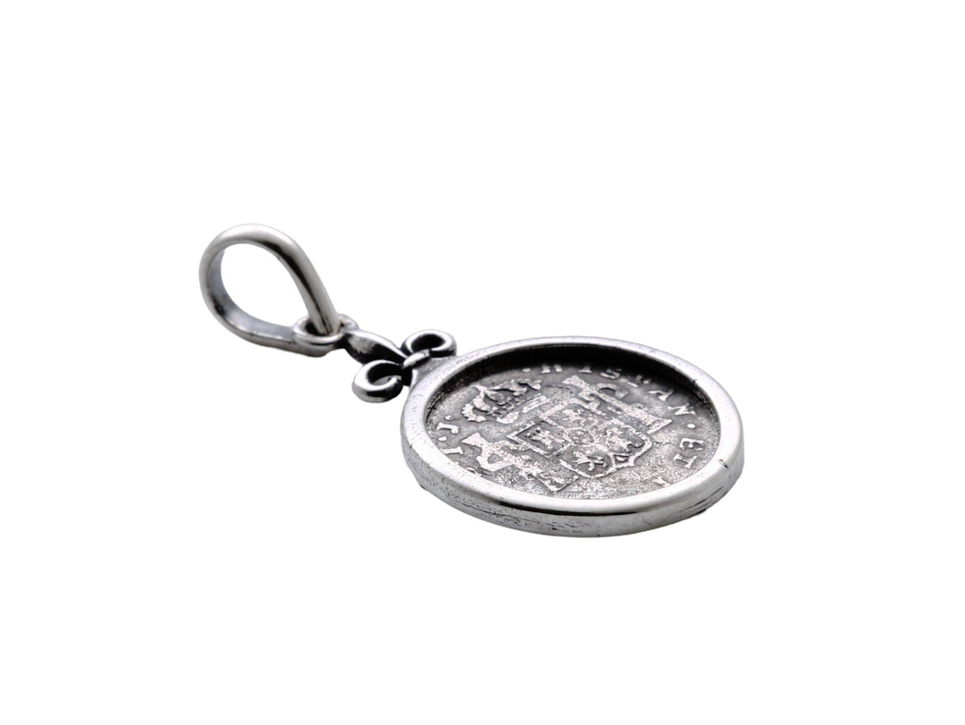 Spanish Colonial 1/2 Real, Sterling Silver Pendant, 8174