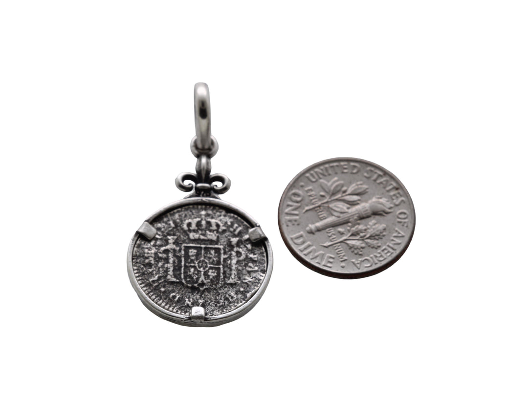 Spanish Colonial 1/2 Real, Sterling Silver Pendant, 8175