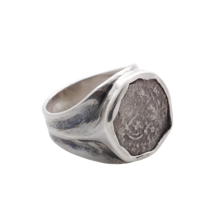 Spanish Colonial 1 Real, Sterling Silver Ring, 8179