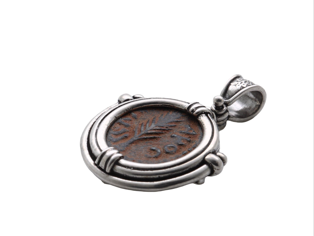 Sterling silver pendant, Porcius Festus Prutah Coin 8186