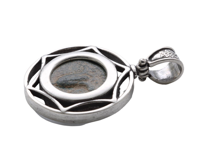 Sterling Silver Pendant, Lily of Jerusalem, Anchor Prutah, 8187