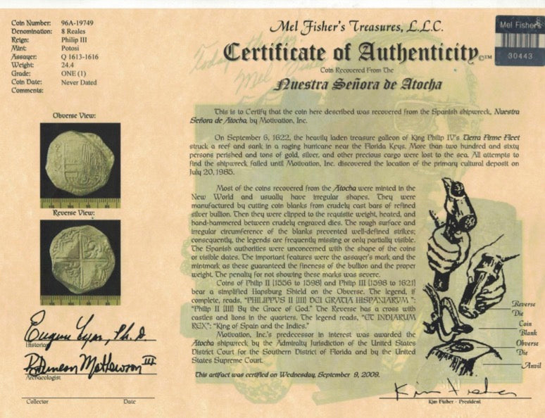 Atocha Shipwreck 8 Reales Coin, 14K Gold Pendant, ID15333