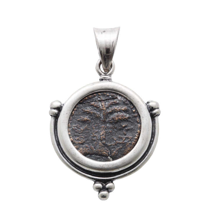 Sterling Silver Pendant, Ancient Judea Coin, Shimon Bar Kokhba, Tree of Life ID13873