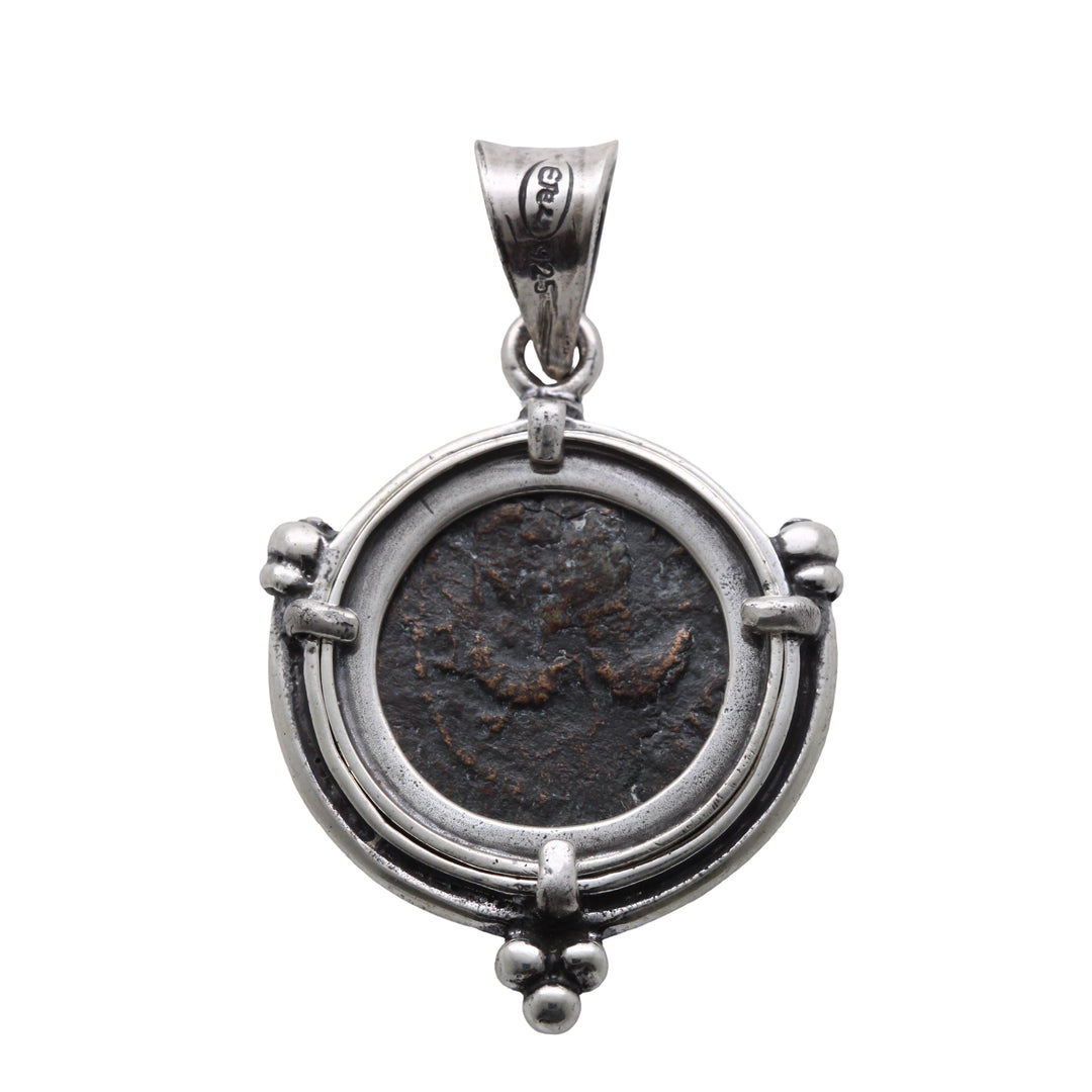 Sterling Silver Pendant, Ancient Judea Coin, Shimon Bar Kokhba, Tree of Life ID13873