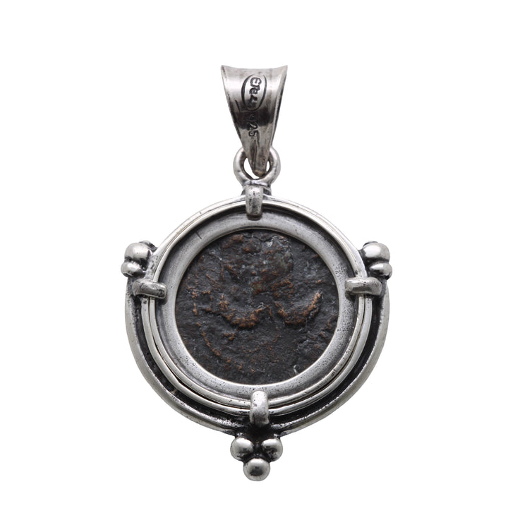 Sterling Silver Pendant, Ancient Judea Coin, Shimon Bar Kokhba, Tree of Life ID13873