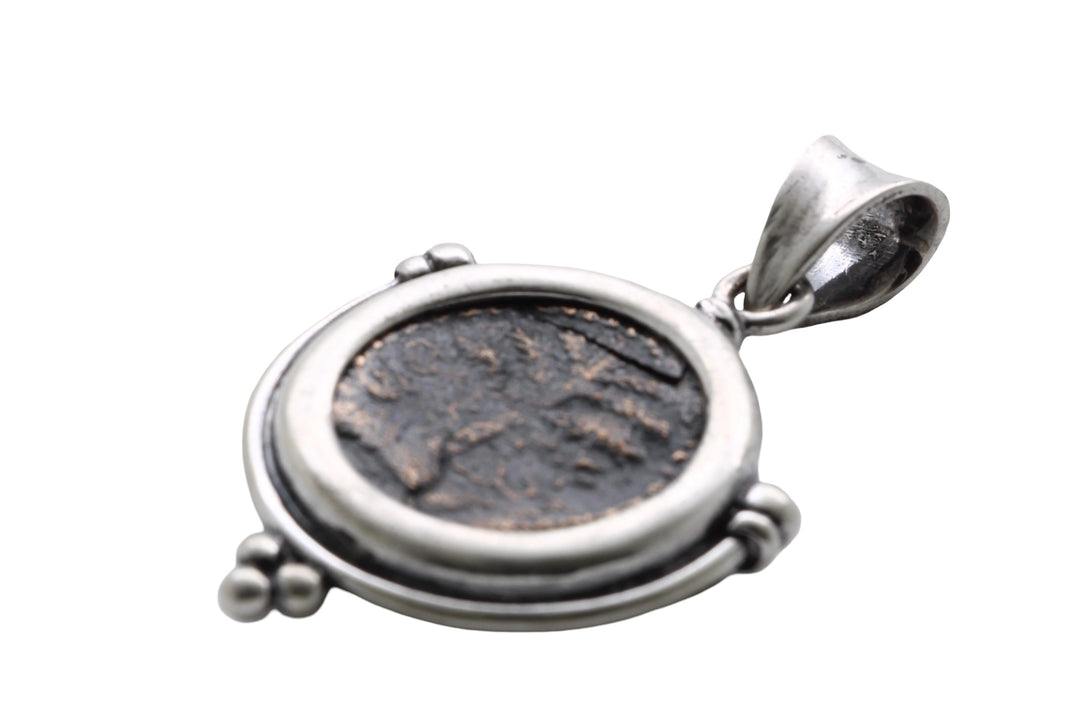 Sterling Silver Pendant, Ancient Judea Coin, Shimon Bar Kokhba, Tree of Life ID13873