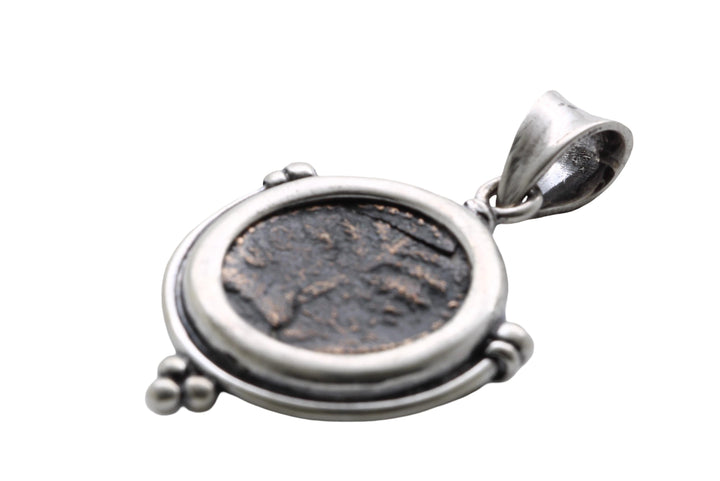Sterling Silver Pendant, Ancient Judea Coin, Shimon Bar Kokhba, Tree of Life ID13873
