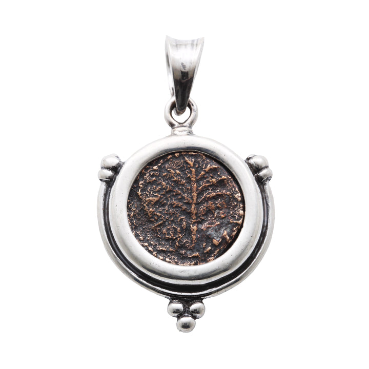 Sterling Silver Pendant, Ancient Judea Coin, Shimon Bar Kokhba, Tree of Life ID13891