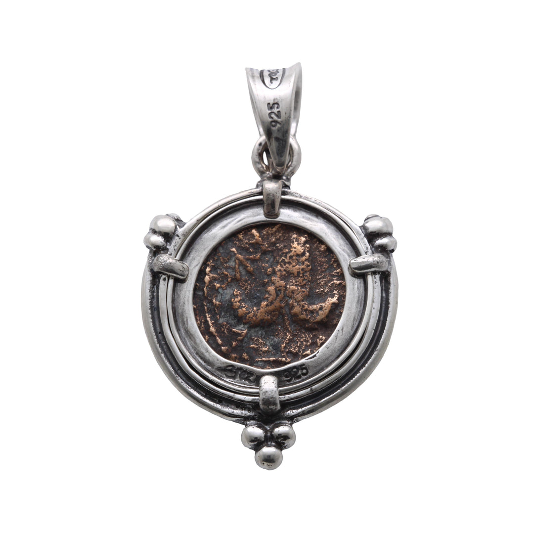 Sterling Silver Pendant, Ancient Judea Coin, Shimon Bar Kokhba, Tree of Life ID13891