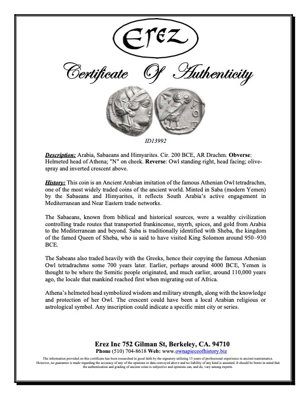 Colgante de plata de ley, Atenea, Ática, Búho, Moneda antigua de tetradracma, ID13993