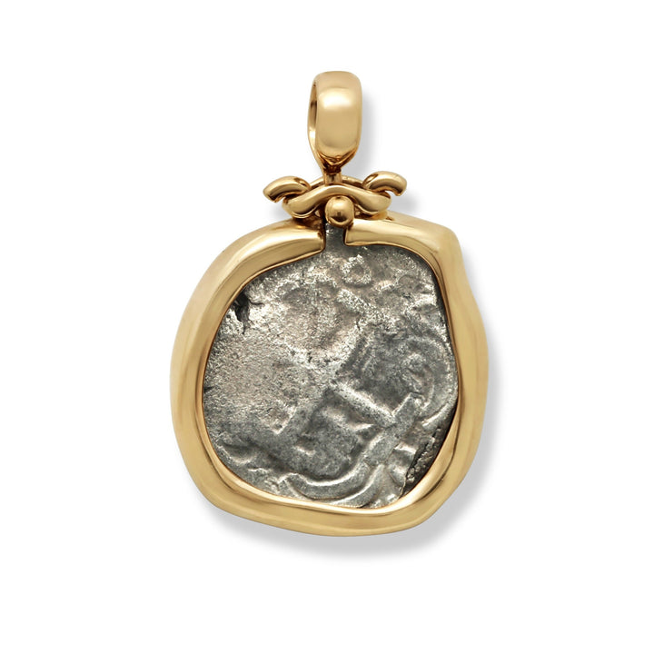 4 Reales Spanish Cob Coin, 18K Gold Pendant, ID15216