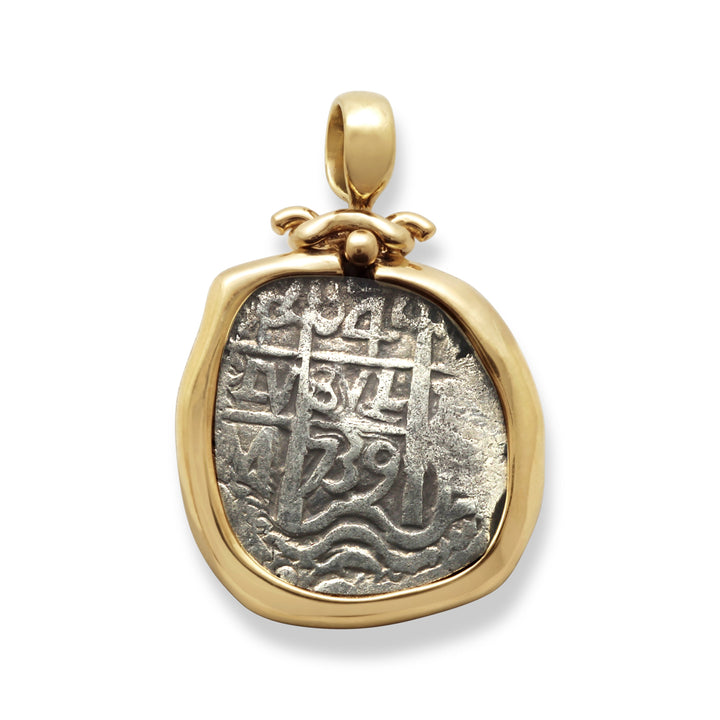 4 Reales Spanish Cob Coin, 18K Gold Pendant, ID15216