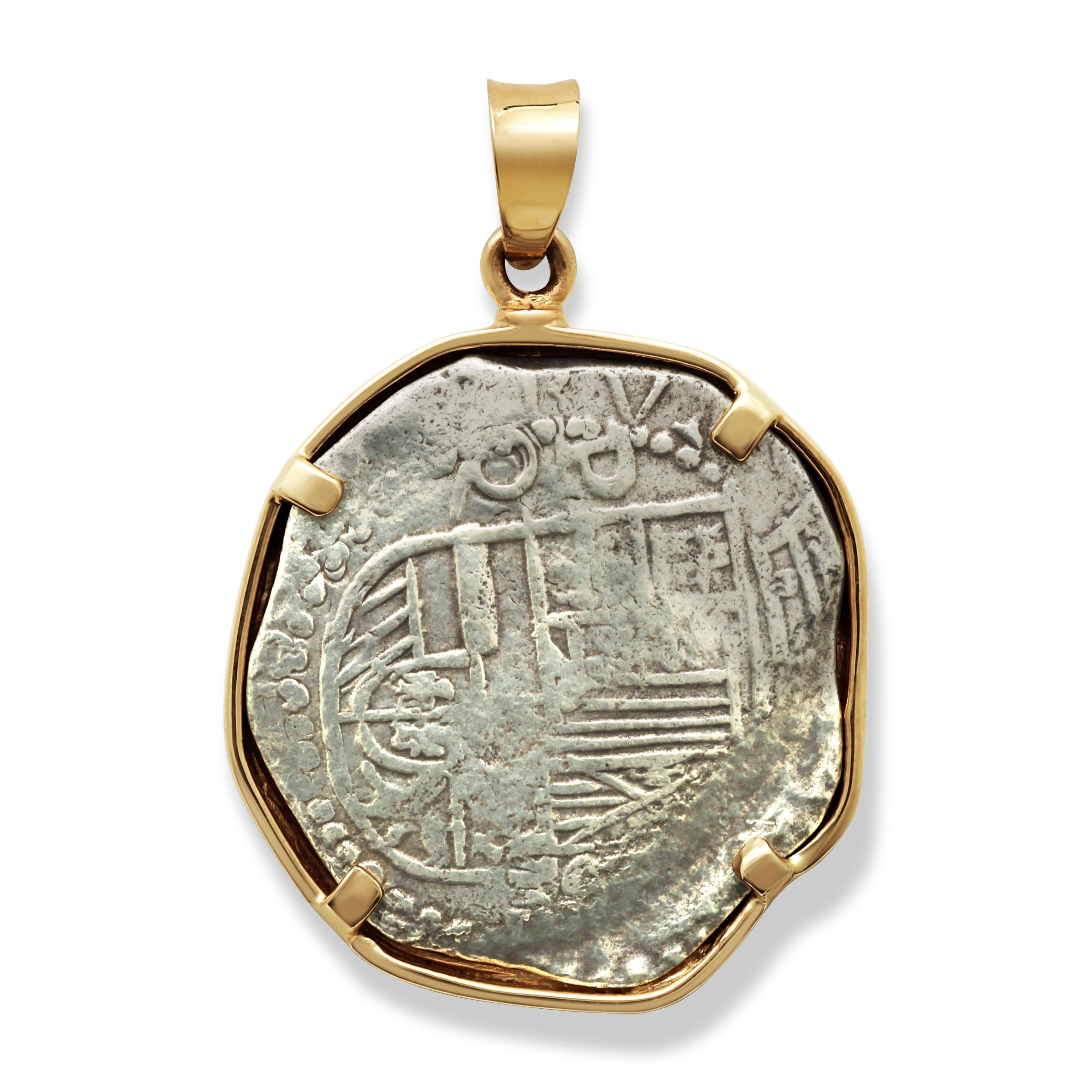 Atocha shipwreck 　シップレック Atocha Shipwreck 8 Reales Coin, 14K Gold Pendant, ID15333 – Erez