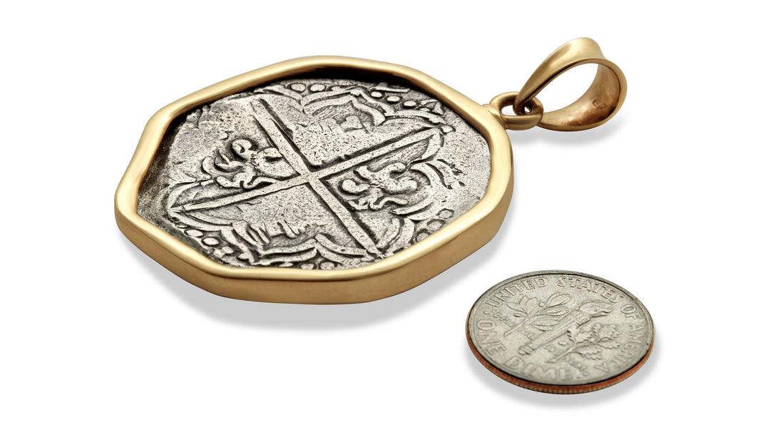 Atocha Shipwreck 8 Reales Coin, 14K Gold Pendant, ID15333