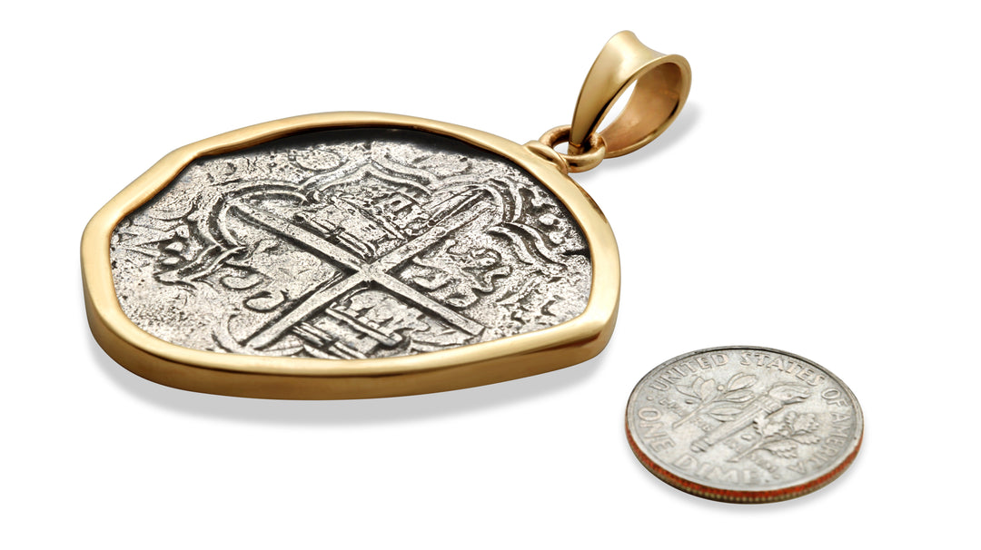 Atocha Shipwreck 8 Reales Coin, 18K Gold Pendant, ID15344