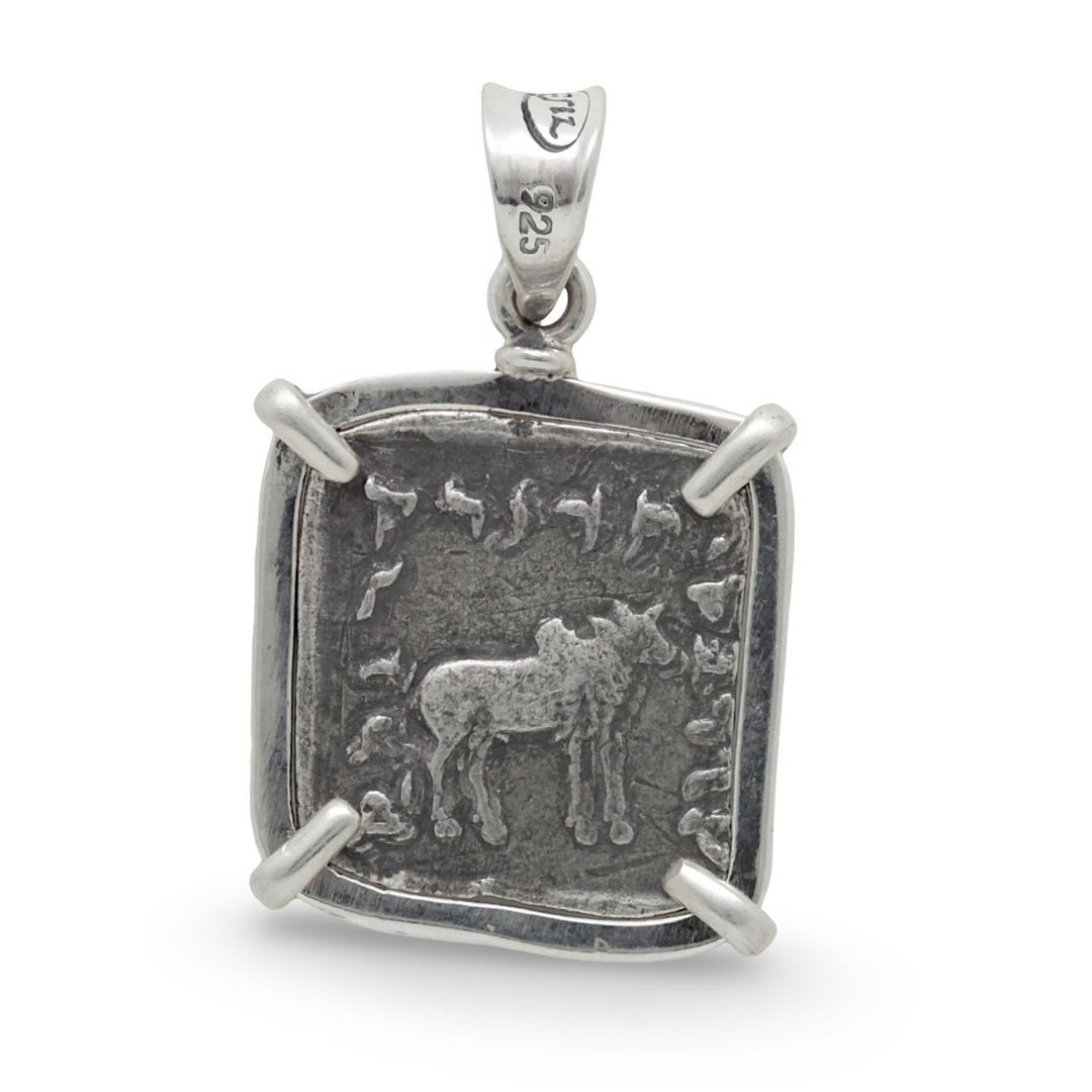 Elephant/Zebu, Sterling Silver Pendant, Apollodotus I, Baktria Drachma Coin, ID15431