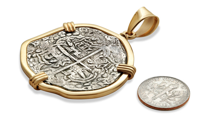 Atocha Shipwreck 8 Reales Coin, 14K Gold Pendant, ID15849