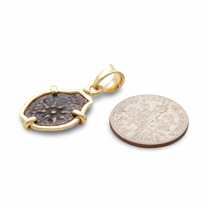 14K Gold Pendant, Widow's Mite Pendant, ID16130