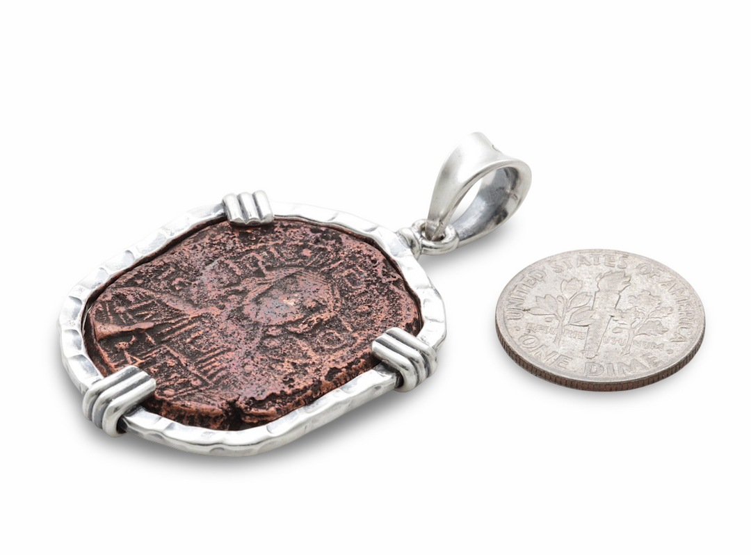 Anonymous Folles Bronze Coin, Sterling Silver Pendant, Class B, ID16143