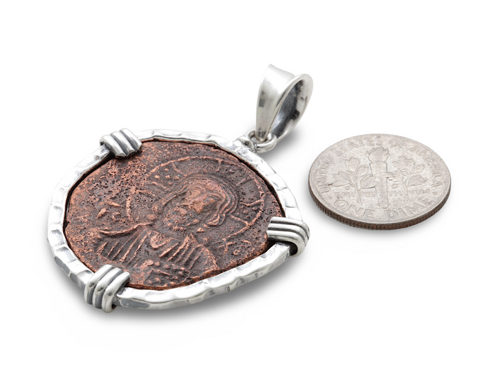 Anonymous Folles Bronze Coin, Sterling Silver Pendant, Class A, ID16148