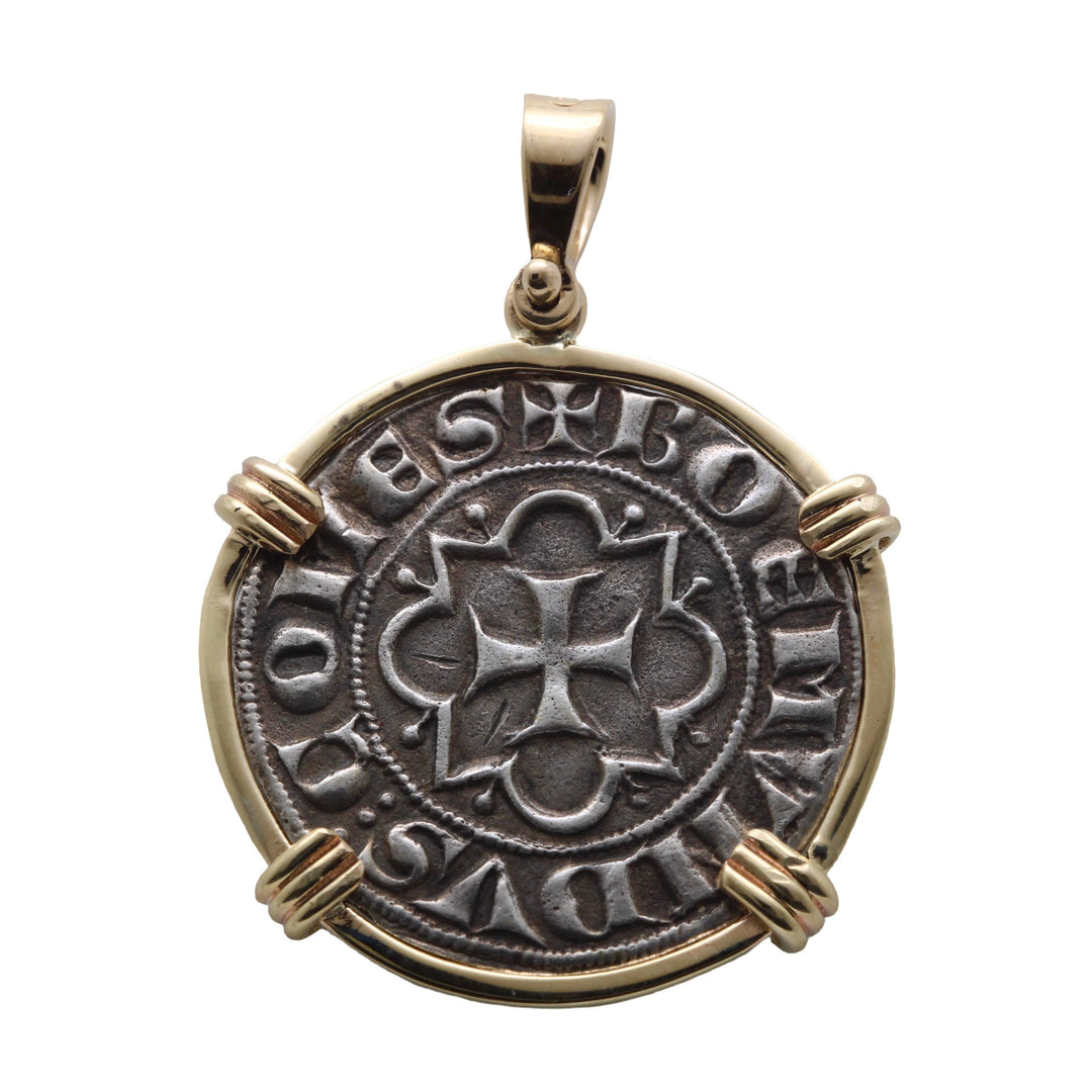 14K Gold Pendant, Bohemond VI Coin, ID16167