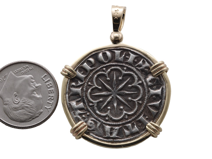 14K Gold Pendant, Bohemond VI Coin, ID16167