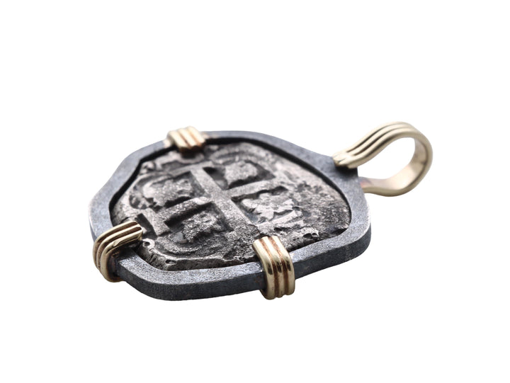 Spanish 4 Reales, Ferdinand VI, 18K Gold and Sterling Silver Pendant, ID16194