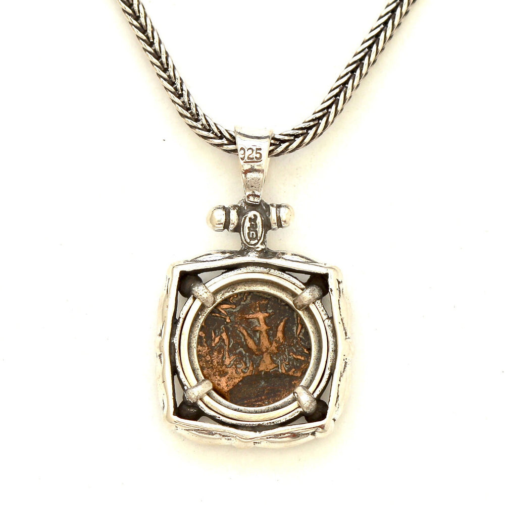 Widows Mite Coin, Sterling Silver Pendant and Chain, Genuine Ancient Coin, with Certificate 6706