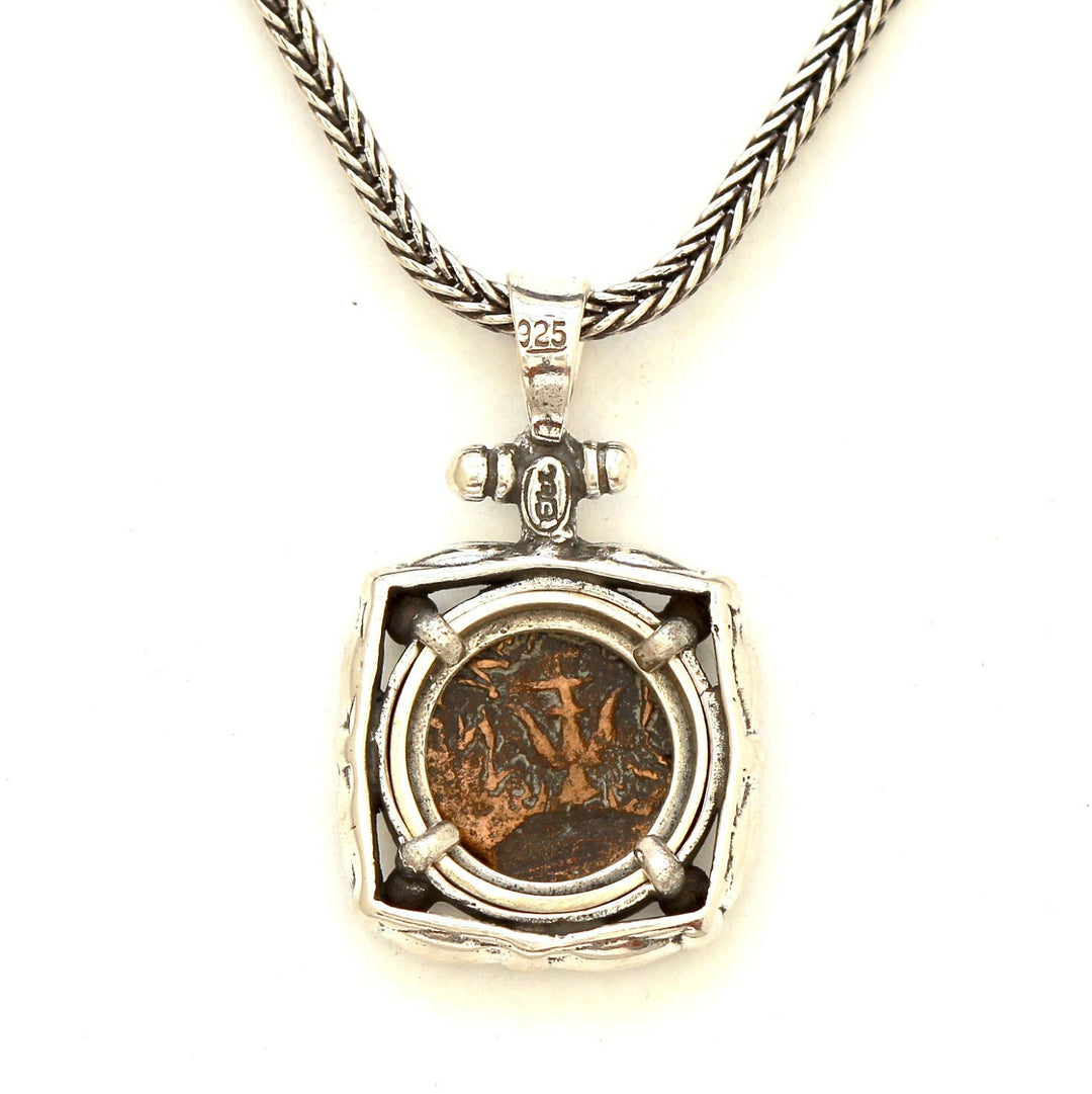 Widows Mite Coin, Sterling Silver Pendant and Chain, Genuine Ancient Coin, with Certificate 6706